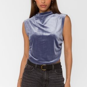 Women's Sleeveless Velvet Top - Blue